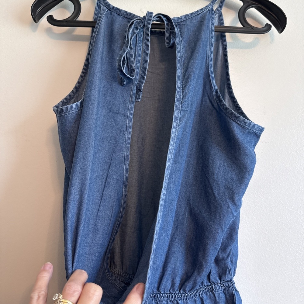 NWT Ci Sono Denim Blue Sleeveless Romper L Summer Outdoors Festival Boho Casual - Picture 5 of 14